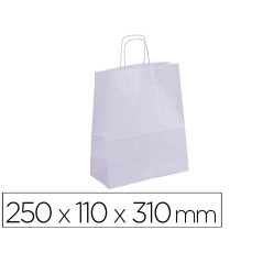 Bolsa kraft apli blanco asa retorcida 250x110x310 mm paquete de 50 unidades