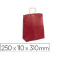 Bolsa kraft apli roja asa retorcida 250x110x310 mm paquete de 50 unidades