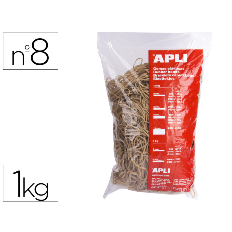 Gomillas elasticas apli 80 x 2 mm n 8 bolsa de 1000 gr
