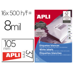Etiqueta adhesiva apli 1785 105x37 mm para fotocopiadora laser ink-jet caja de 500 hojas