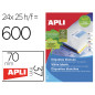 Etiqueta adhesiva apli 1212 70x37 mm para fotocopiadora laser ink-jet caja de 25 hojas