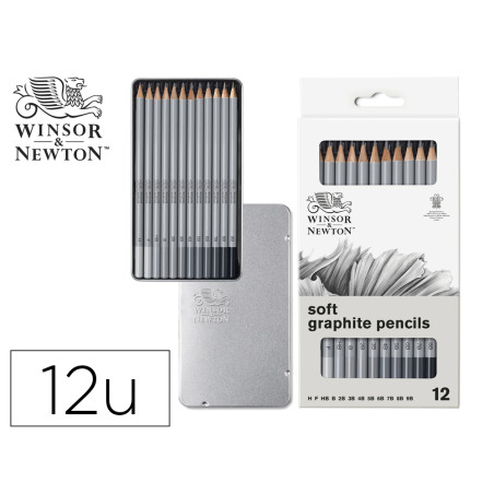 Lapices de grafito soft winsor&newton studio coleccion caja metalica con 12 unidades graduaciones surtidas