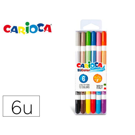 Rotulador carioca bi-color blister 6 unidades colores surtidos