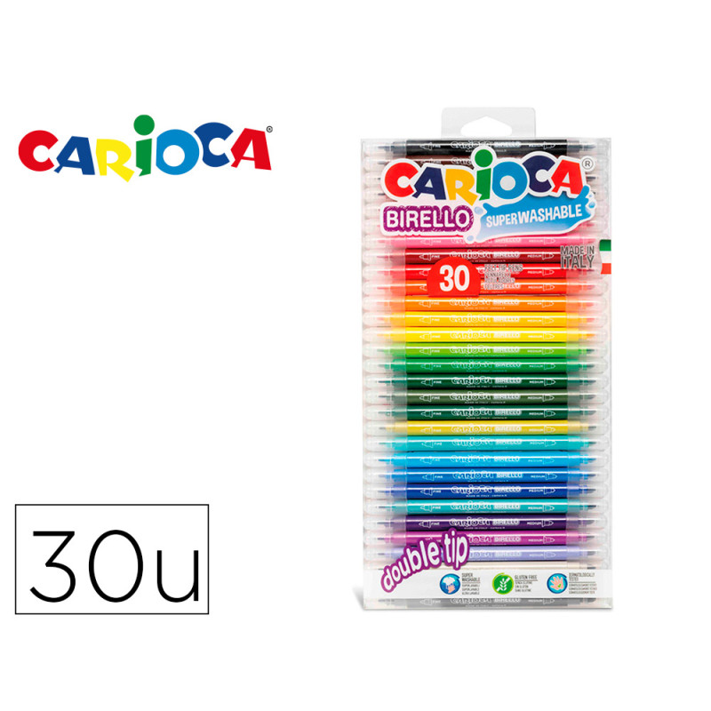 Rotulador carioca birello doble punta blister de 30 unidades colores surtidos