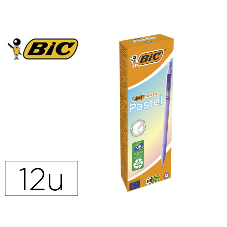 Portaminas bic matic pastel 0,7 mm caja de 12 unidades colores surtidos