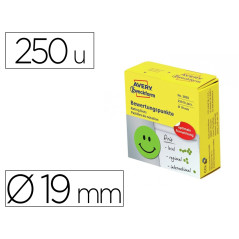 Etiqueta adhesiva avery smile verde sonriente 19 mm rollo de 250 unidades