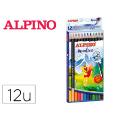 Lapices de colores alpino acuarelables aqualine caja de 12 unidades colores surtidos
