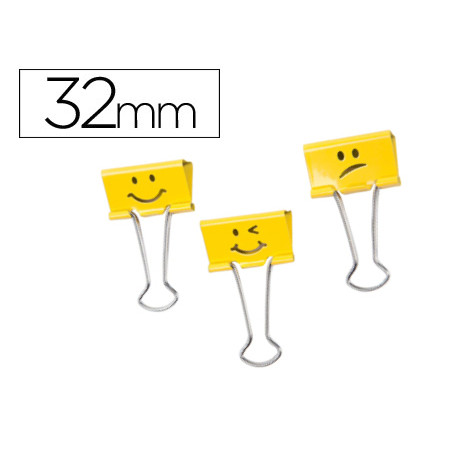 Pinza metalica rapesco reversible 32 mm emojis amarillo caja de 20 unidades