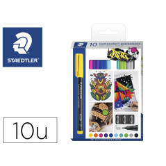 Rotulador staedtler lumocolor retroproyeccion punta de fibra permanente 318 caja de 10 unidades colores surtidos