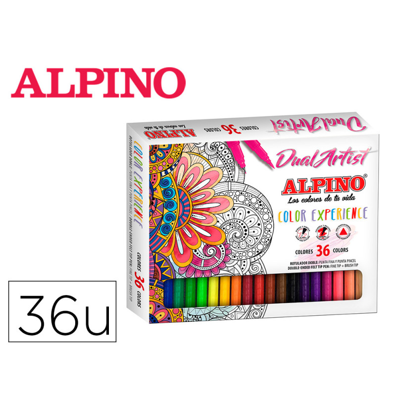Rotulador alpino color experience triangular caja de 36 unidades colores surtidos