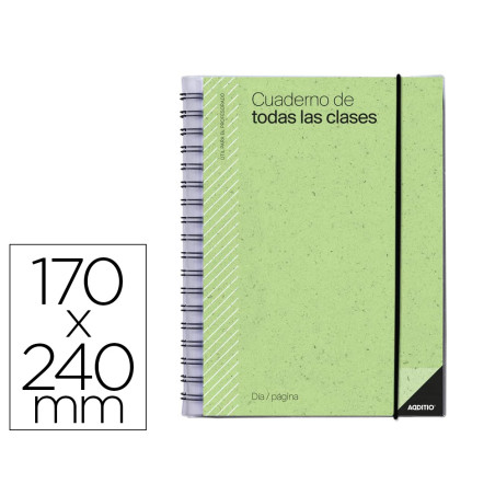 Cuaderno de todas las clases profesorado addittio 256 paginas dia pagina color verde 170x240 mm