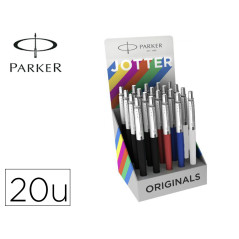 Boligrafo parker jotter originals expositor de 20 unidades colores surtidos