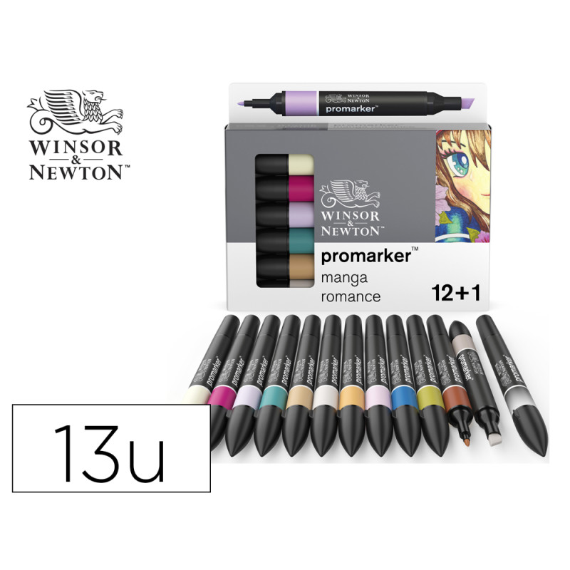 Rotuladores winsor&newton promarker manga romance set de 12+1 unidades colores surtidos