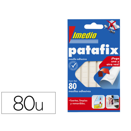 Sujetacosa imedio patafix masilla adhesiva removible blister de 80 unidades