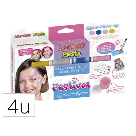 Barra de maquillaje alpino festival caja de 4 colores surtidos + pincel + folleto