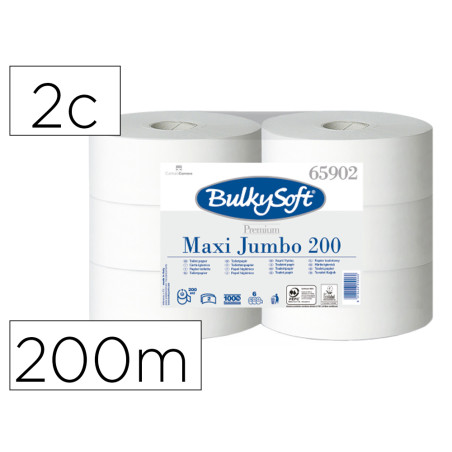 Papel higienico ofyhostel bulkysoft liso 2 capas longitud 200 mt