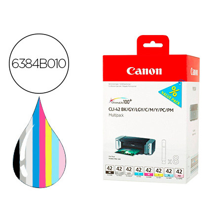 Ink-jet cli-42 canon pixma pro-100 / 100s multipack 8 colores bk /gy / lgy / c / m / y / pc / pm 13 ml