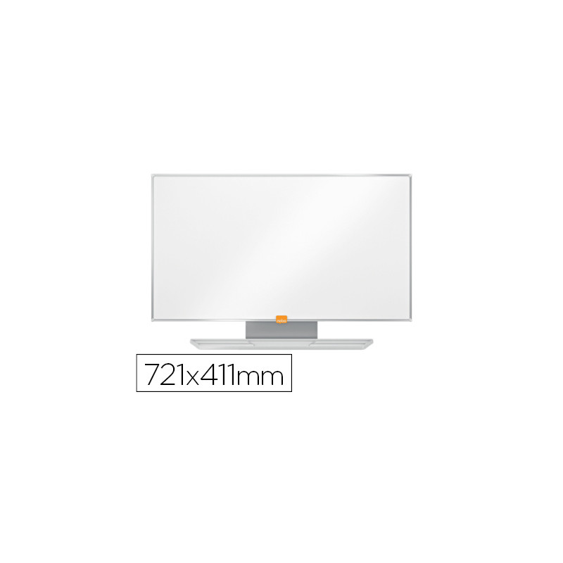Pizarra blanca nobo nano clean magnetica acero widescreen 32   " bandejas para rotuladores 411x15x721 mm