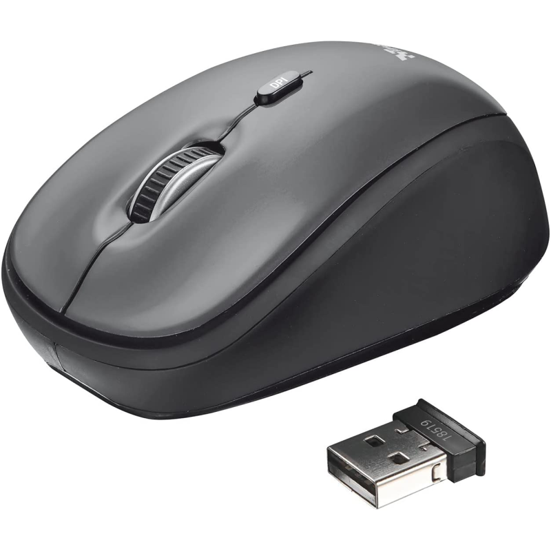 Raton trust yvi+ optico inalambrico eco 4 botones 800/1600 dpi usb 2.0 color negro