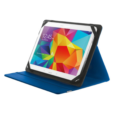 Funda trust primo folio universal para tablets 10   " con soporte y cierre elastico color azul