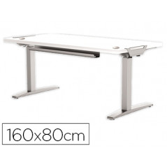 Mesa de oficina levado base metal acero pintado sistema electrico regulable altura tablero blanco 160 x 80 cm