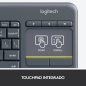 Teclado logitech k400 plus inalambrico touch pad negro