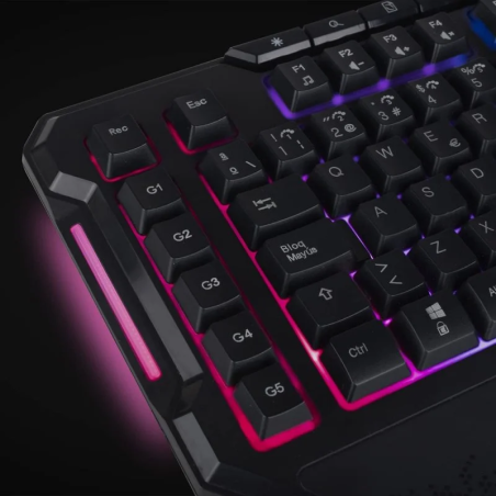 Teclado ngs gaming profesional 104 teclas luces rgb con reposamuñecas cable 1,8 m color negro