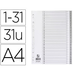 Separador numerico q-connect plastico 1-31 juego de 31 separadores din a4 multitaladro
