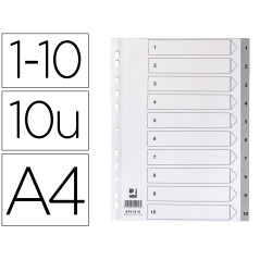 Separador numerico q-connect plastico 1-10 juego de 10 separadores din a4 multitaladro