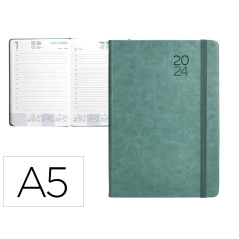 Agenda encuadernada liderpapel mykonos 15x21 cm 2024 dia pagina color verde matcha papel 70 gr