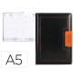 Agenda encuadernada liderpapel dorios 15x21 cm 2024 dia pagina color negro y naranja papel 70 gr