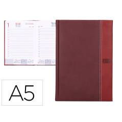Agenda encuadernada liderpapel chatzi 15x21 cm 2024 dia pagina color burdeos papel 70 gr