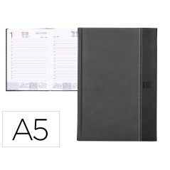 Agenda encuadernada liderpapel chatzi 15x21 cm 2024 dia pagina color gris papel 70 gr
