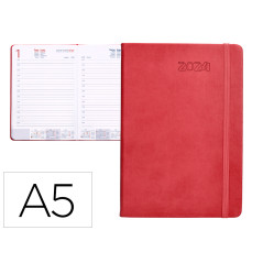 Agenda encuadernada liderpapel esparta 15x21 cm 2024 dia pagina con gomilla color rosa papel 70 gr