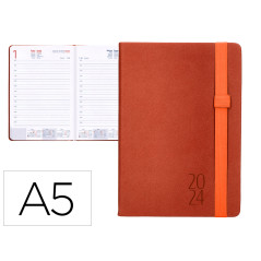 Agenda encuadernada liderpapel larisis 15x21 cm 2024 dia pagina color rojo papel 70 gr