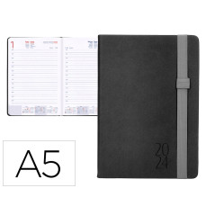 Agenda encuadernada liderpapel larisis 15x21 cm 2024 dia pagina color negro papel 70 gr