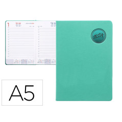 Agenda encuadernada liderpapel kilkis 15x21 cm 2024 dia pagina color turquesa papel 70 gr