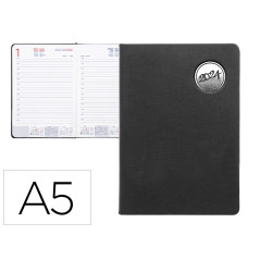 Agenda encuadernada liderpapel kilkis 15x21 cm 2024 dia pagina color negro papel 70 gr