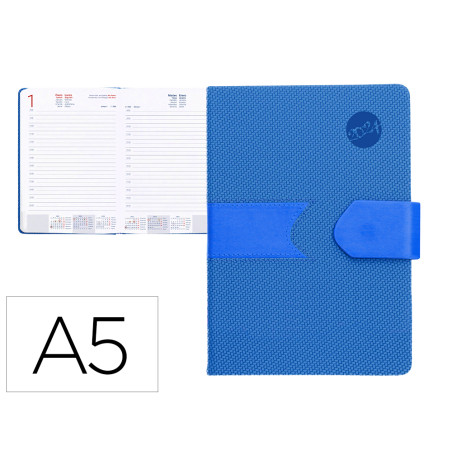 Agenda encuadernada liderpapel lidhor 15x21 cm 2024 dia pagina color azul papel 70 gr