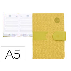 Agenda encuadernada liderpapel lidhor 15x21 cm 2024 dia pagina color amarillo papel 70 gr