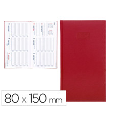 Agenda encuadernada liderpapel creta 8x15 cm 2024 semana vista color rojo papel 70 gr