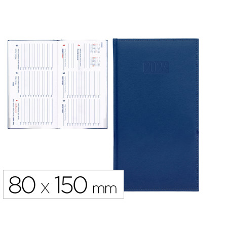 Agenda encuadernada liderpapel creta 8x15 cm 2024 semana vista color azul papel 70 gr