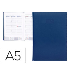 Agenda encuadernada liderpapel creta 15x21 cm 2024 semana vista color azul papel 70 gr