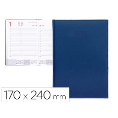 Agenda encuadernada liderpapel creta 17x24 cm 2024 dia pagina color azul papel 70 gr