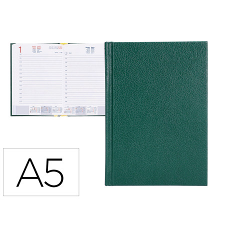 Agenda encuadernada liderpapel corfu 15x21 cm 2024 dia pagina color verde papel 60 gr