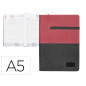 Agenda encuadernada liderpapel leontio a5 2024 dia pagina gris y rojo papel 70 gr