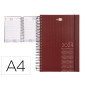 Agenda espiral liderpapel olbia din a4 2024 dia pagina tapa polipropileno metalizado burdeos papel 60 gr