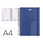 Agenda espiral liderpapel olbia din a4 2024 dia pagina tapa polipropileno metalizado azul papel 60 gr