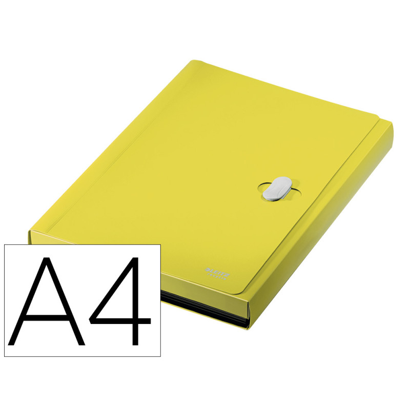 Carpeta leitz recycle clasificador fuelle din a4 polipropileno 5 compartimentoscon bolsillo frontal amarillo