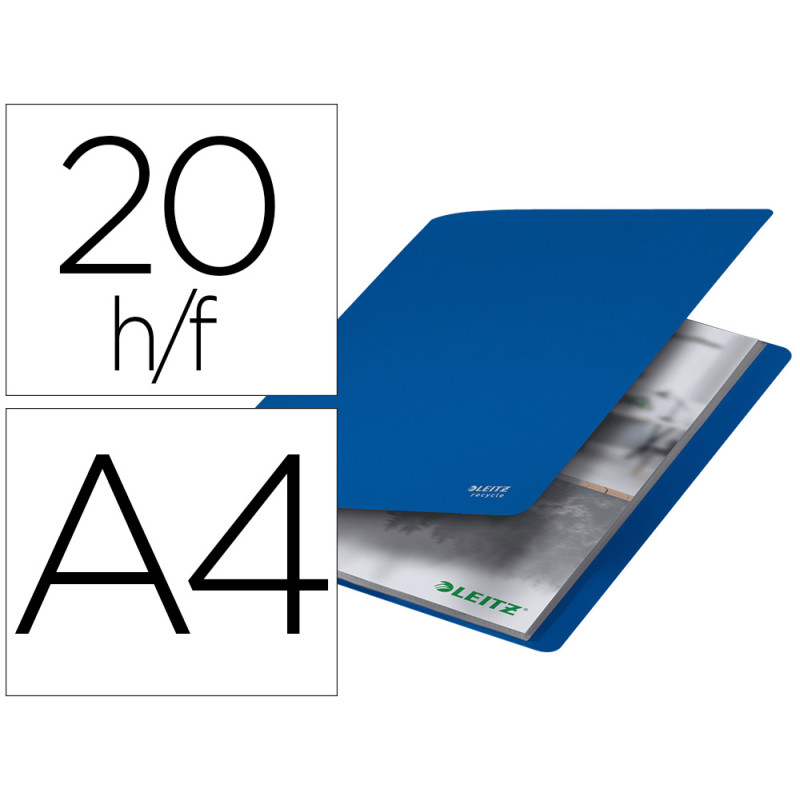 Carpeta leitz recycle escaparate din a4 20 fundas polipropileno azul
